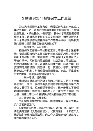 X镇镇2022年控辍保学工作总结(20221102)