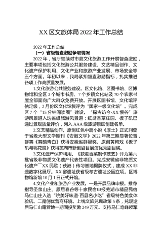 XX区文旅体局2022年工作总结(20221102)