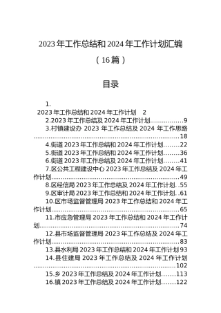 2023年工作总结和2024年工作计划汇编（16篇）