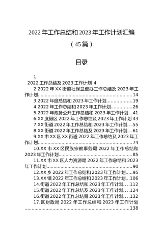 2022年工作总结和2023年工作计划汇编（45篇）