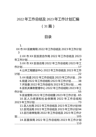 2022年工作总结及2023年工作计划汇编（31篇）