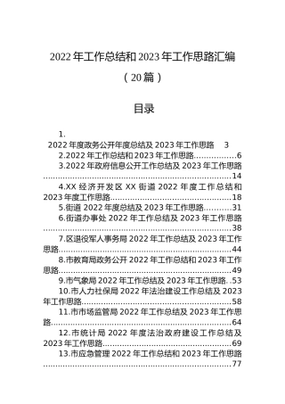 2022年工作总结和2023年工作思路汇编（20篇）