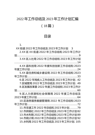 2022年工作总结及2023年工作计划汇编（18篇）