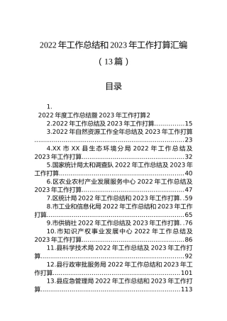 2022年工作总结和2023年工作打算汇编（13篇）