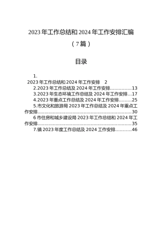 2023年工作总结和2024年工作安排汇编（7篇）