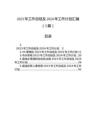 2023年工作总结及2024年工作计划汇编（5篇）