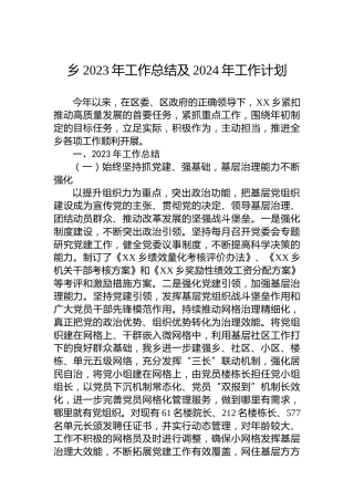 乡2023年工作总结及2024年工作计划 (4)