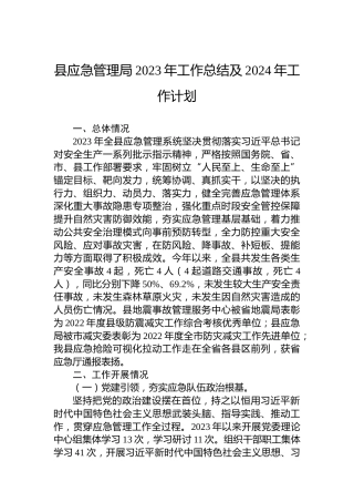 县应急管理局2023年工作总结及2024年工作计划 (3)