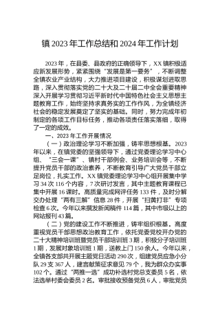 镇2023年工作总结和2024年工作计划 (3)