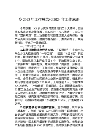 乡2023年工作总结和2024年工作思路 (3)