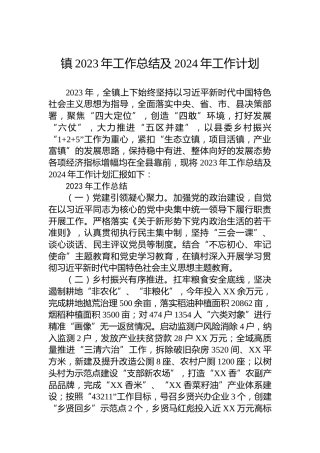 镇2023年工作总结及2024年工作计划(2)
