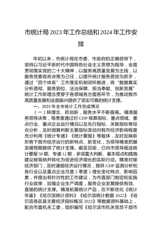 市统计局2023年工作总结和2024年工作安排 (2)