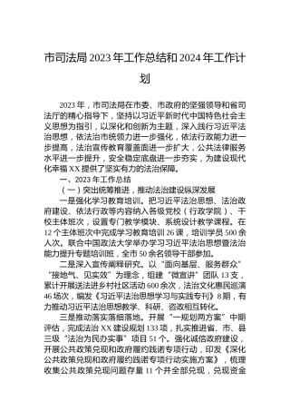 市司法局2023年工作总结和2024年工作计划（2）