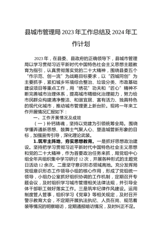县城市管理局2023年工作总结及2024年工作计划 (2)