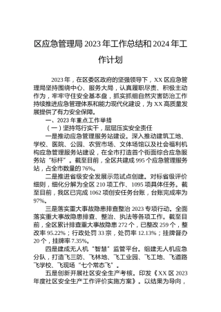 区应急管理局2023年工作总结和2024年工作计划 (2)