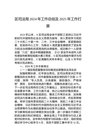 区司法局2024年工作总结及2025年工作打算（3）