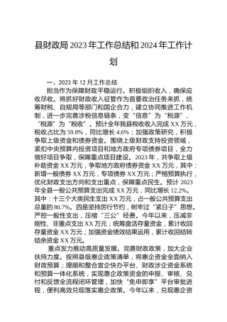 县财政局2023年工作总结和2024年工作计划 (2)