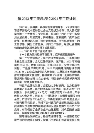 镇2023年工作总结和2024年工作计划 (2)