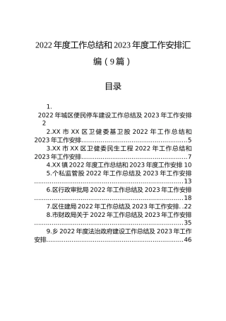 2022年度工作总结和2023年度工作安排汇编（9篇）