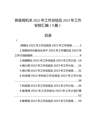 各级局机关2022年工作总结及2023年工作安排汇编（9篇）