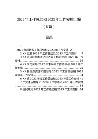 2022年工作总结和2023年工作安排汇编（8篇）