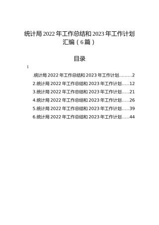 统计局2022年工作总结和2023年工作计划汇编（6篇）