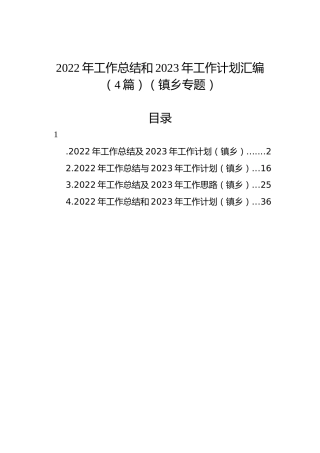 2022年工作总结和2023年工作计划汇编（4篇）（镇乡专题）