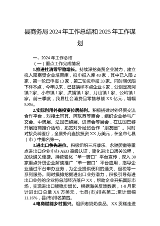 县商务局2024年工作总结和2025年工作谋划