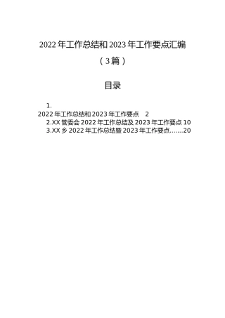 2022年工作总结和2023年工作要点汇编（3篇）
