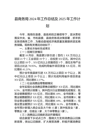 县商务局2024年工作总结及2025年工作计划
