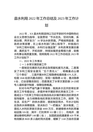 县水利局2022年工作总结及2023年工作计划 (2)