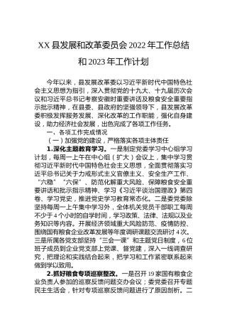 XX县发展和改革委员会2022年工作总结和2023年工作计划 (2)