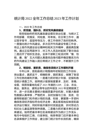 统计局2022全年工作总结2023年工作计划 (2)