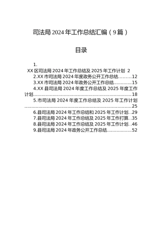 司法局2024年工作总结汇编（9篇）