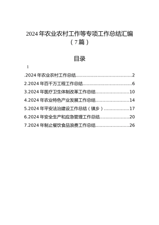 2024年农业农村工作等专项工作总结汇编（7篇）