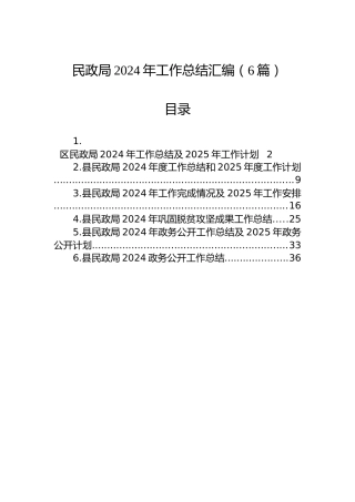 民政局2024年工作总结汇编（6篇）