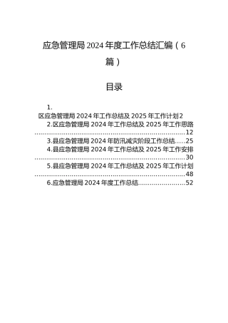 应急管理局2024年度工作总结汇编（6篇）