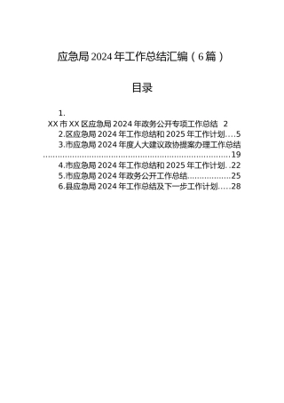 应急局2024年工作总结汇编（6篇）