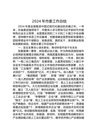 2024年市委工作总结