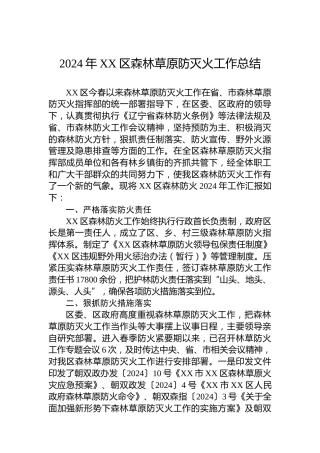 2024年XX区森林草原防灭火工作总结