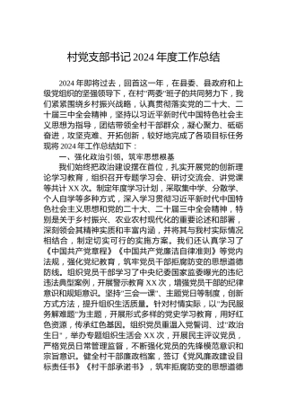 村党支部书记2024年度工作总结