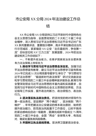 市公安局XX分局2024年法治建设工作总结