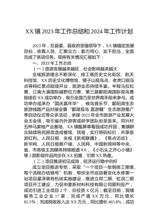 XX镇2023年工作总结和2024年工作计划