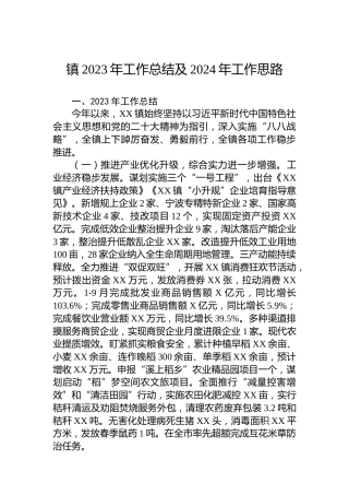 镇2023年工作总结及2024年工作思路