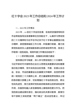 红十字会2023年工作总结和2024年工作计划