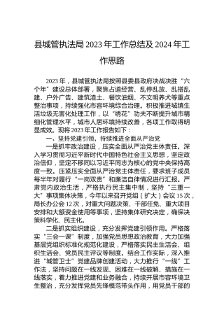 县城管执法局2023年工作总结及2024年工作思路