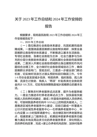 关于2023年工作总结和2024年工作安排的报告