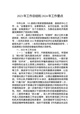 2023年工作总结和2024年工作要点