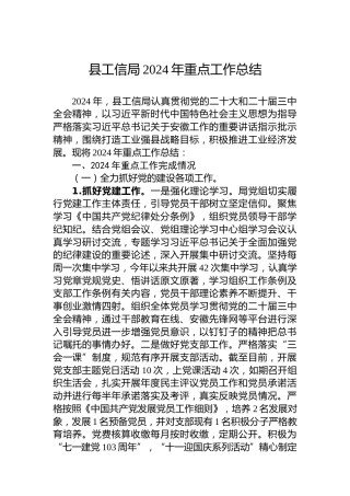 县工信局2024年重点工作总结