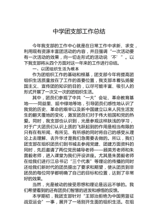 中学团支部工作总结